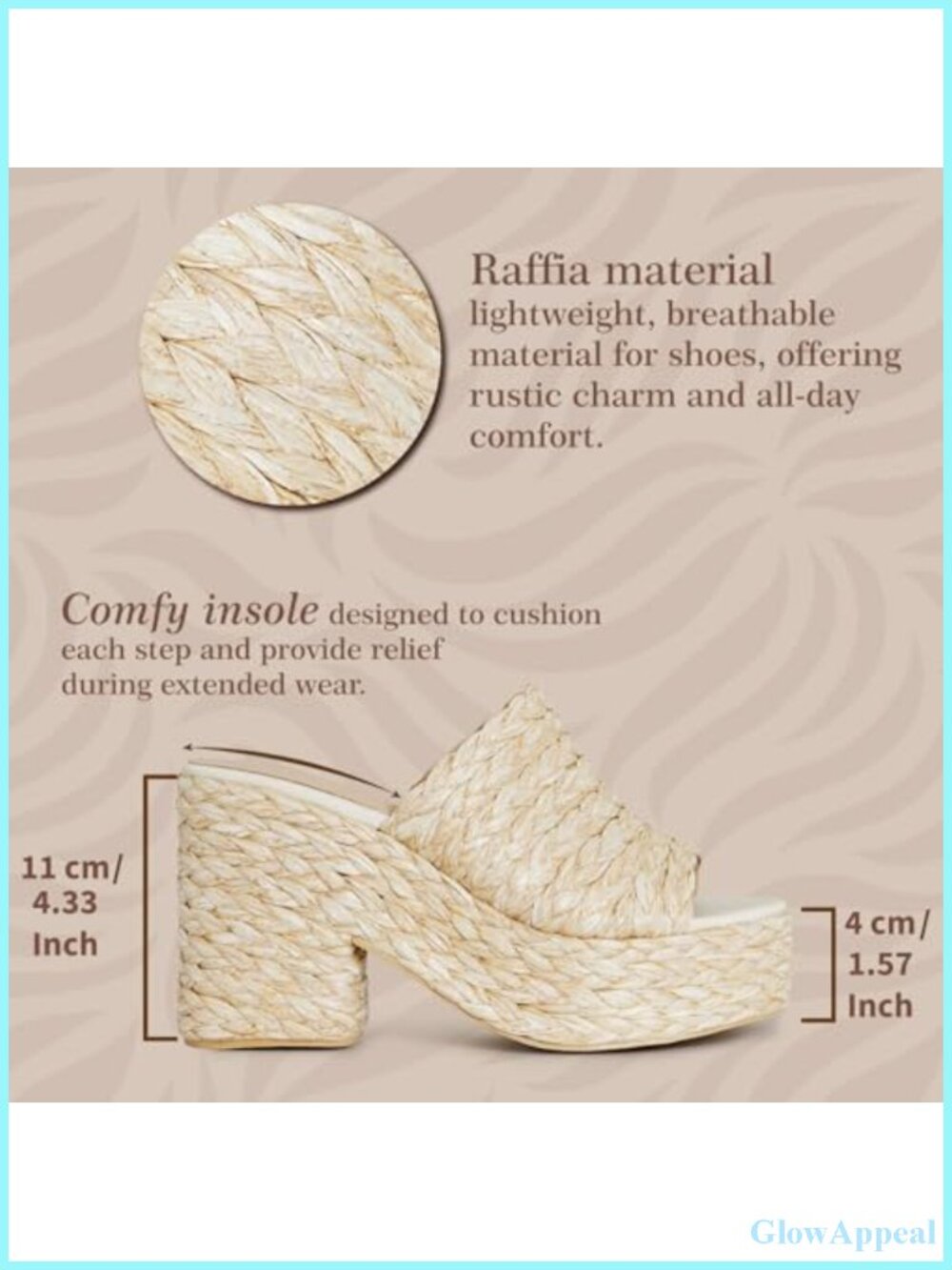Platform Wedge Sandals Espadrilles Raffia Heels Slip On Open Toe - Picture 5 of 6